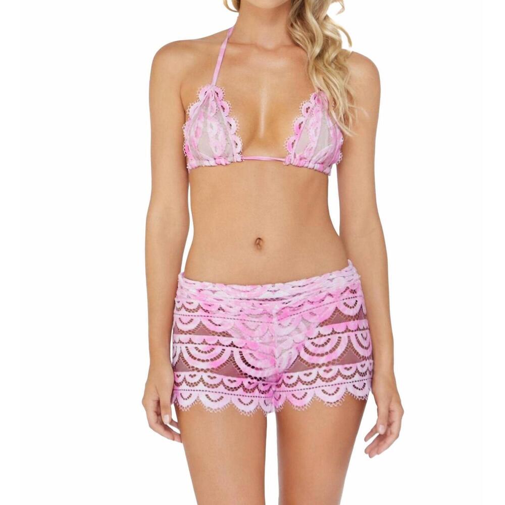 NEW PILY Q swim amalfi lace short in pink tie-dye